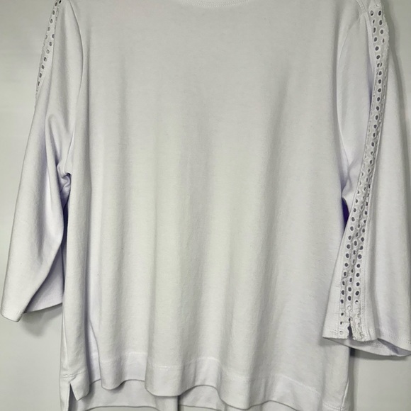 Appleseed's Tops - Appleseed's White Blouse shirt with  Quarter length Eyelet Sleeves  PXL EUC